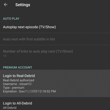 Logged In - HD Cinema App - Real Debrid